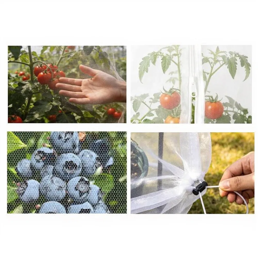 4PCS Garden Bird Netting For Tomato Cage With Zipper & Drawstring:59