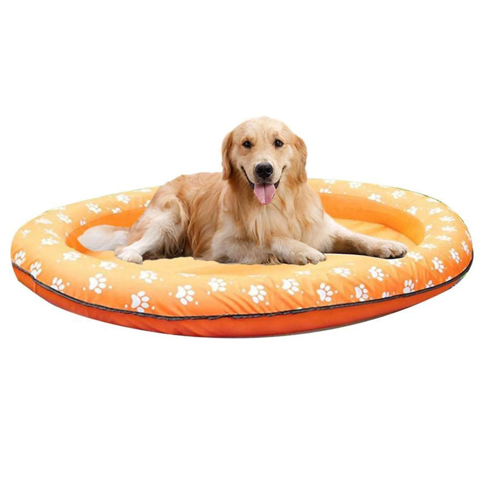 Cute Paw Print Swimming Pool Float Summer Soft PVC Round Large Swimming Bed Thickened Material Swim Bed