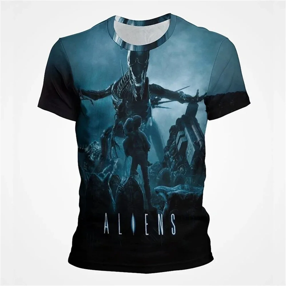 Summer Alien Horror Movie 3D Printed Men's T-shirt Street Fashion Top Plus Size Loose Outdoor Sports Comfortable Breathable Top