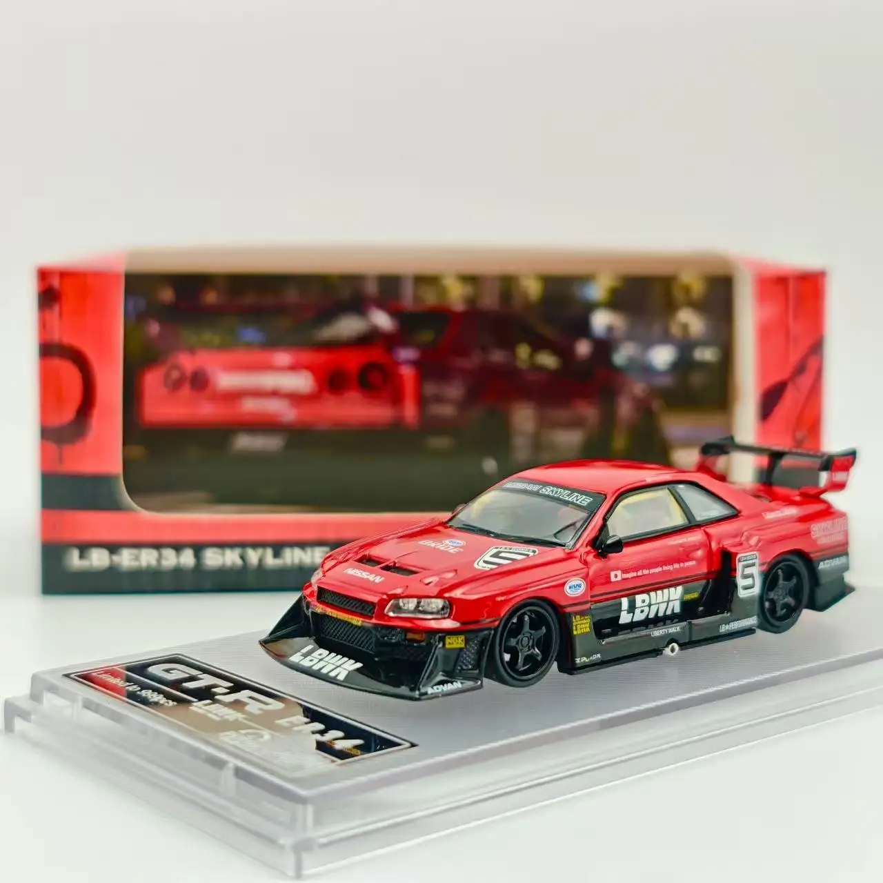 

Prism Model 1:64 Nissan Skyline LBWK ER34 Super Silhouette Alloy Car Model