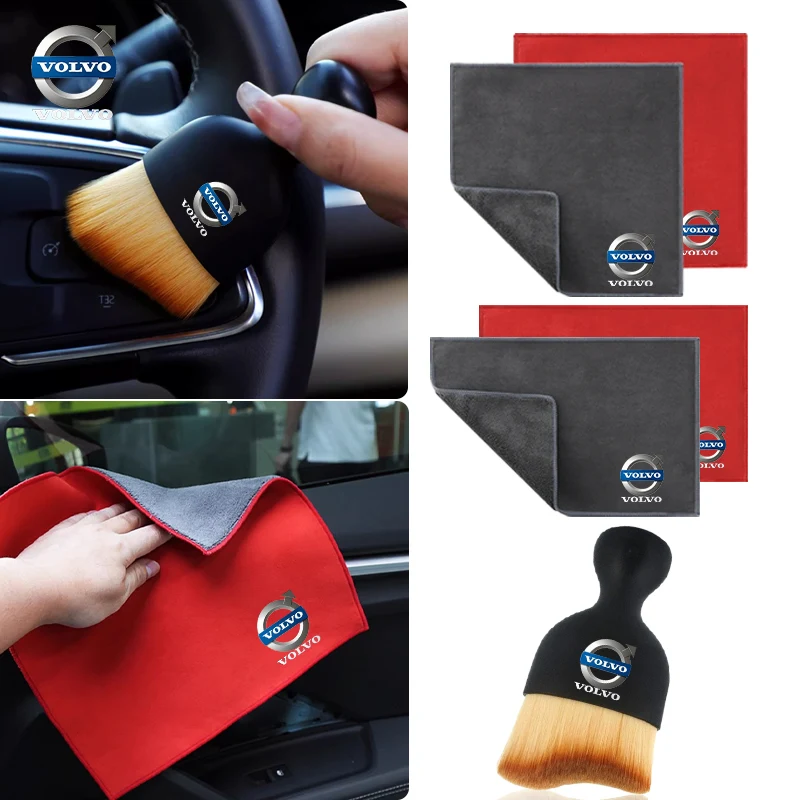 Car Badge Dust Brush Interior Detail Gap Air Vent Cleaning Soft Brush For Volvo RDESIGN XC60 XC90 S60 S80 S60L V40 V60 AWD V90