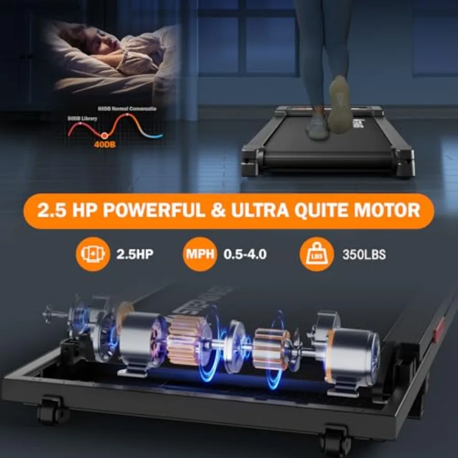 وسادة مشي 2.5 حصان مع مائل 330 رطل 3 في 1 وسادة مشي 5 مستويات كبيرة LED تحت المكتب مشاية للمنزل والتنزه والركض Po