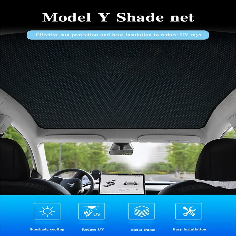 Car Rear Sun Visor Roof Glass Sunshade UV Block Skylight Shades Protector for Tesla Model Y Accessories