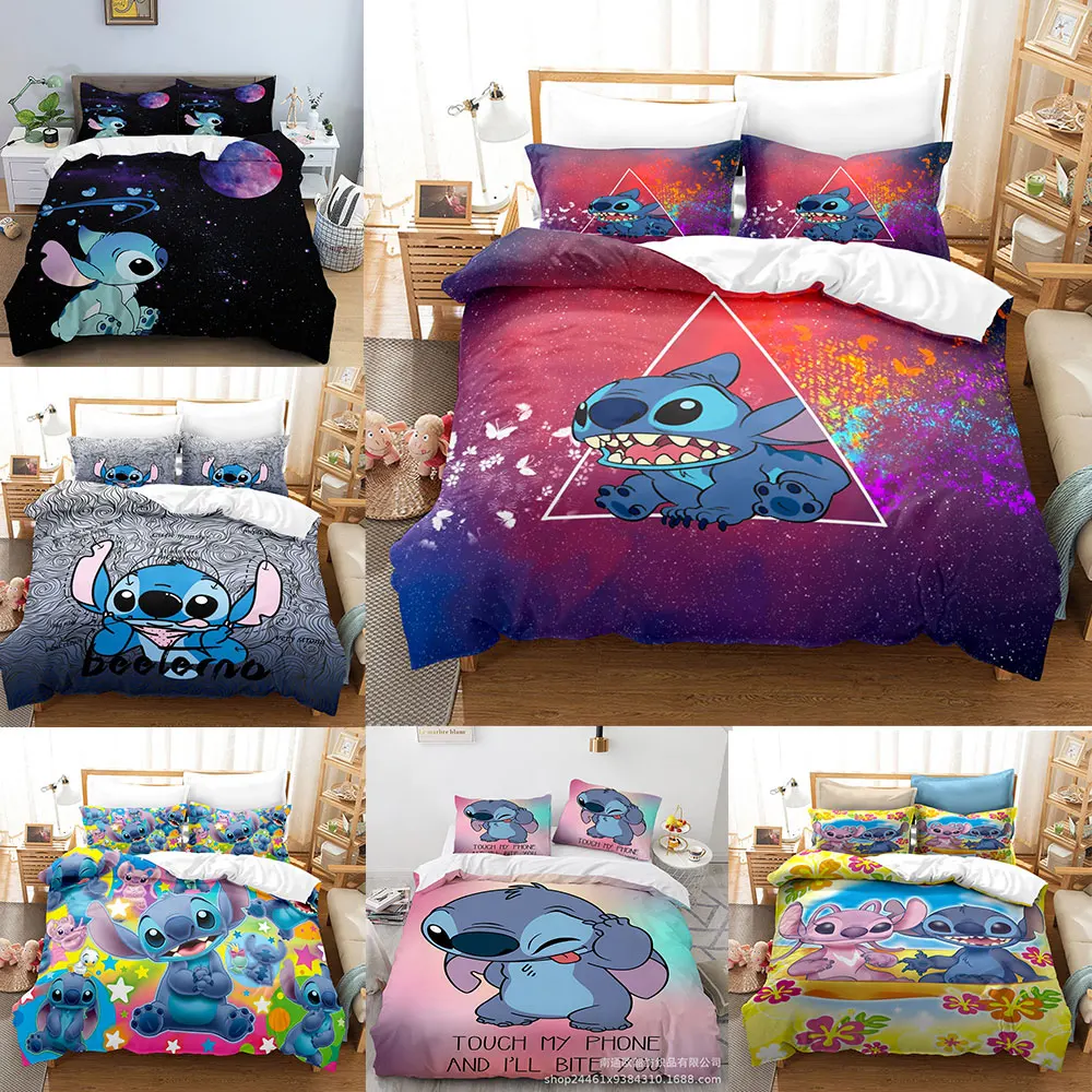 

Stitch Bedding Sets Comforter Quilt Bed Cover Duvet Cover Pillow Case 2-3 Pieces Sets Kids Adult Size for Bedroom