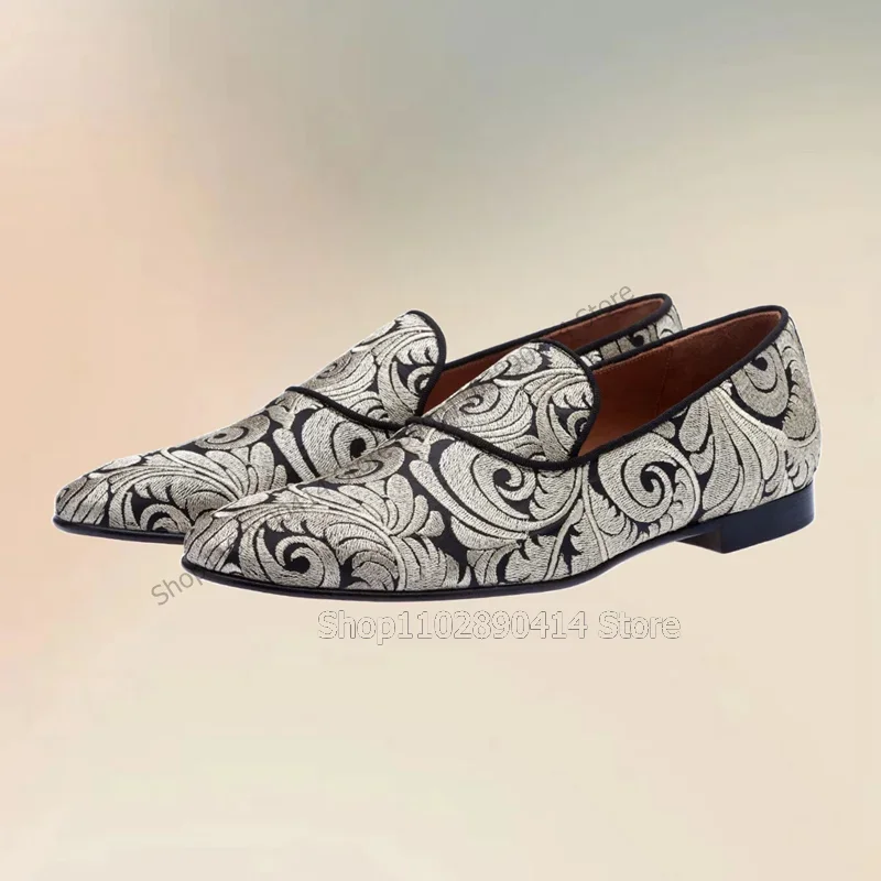 

Mixed Color Totem Design Low Top Men Loafers Fashion Slip On Men Shoes Luxurious Handmade Party Banquet Wedding Men Dress Shoes