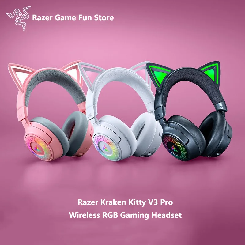 سماعة الألعاب Razer Kraken Kitty V3 Pro اللاسلكية RGB - 3 أوضاع للاتصال - ميكروفون واسع النطاق قابل للسحب - صوت مكاني THX #1