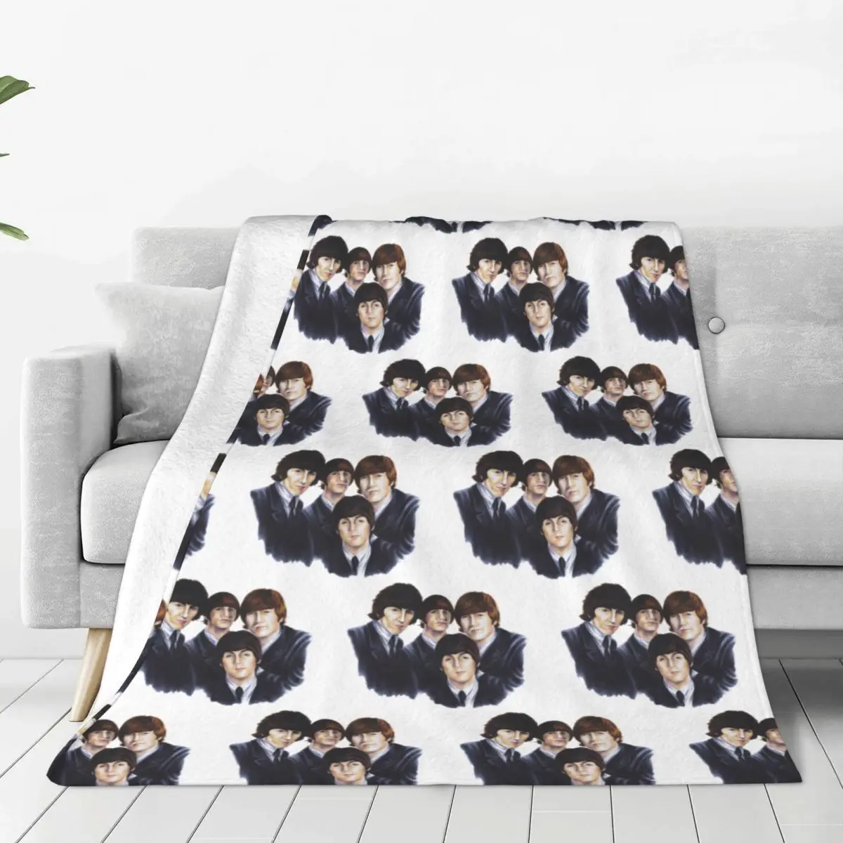 Harajuku The Beatle Memebers Art Blanket Flannel Lightweight Sofa Throw Blankets For Couch Bedding Travel Throws Bedspread Quilt