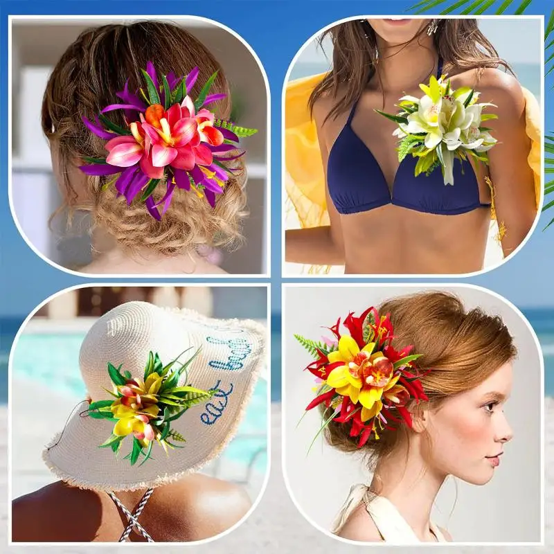 Simulierte Orchideen-Haarspange im Bohemian-Strandresort-Stil, seitliche Haarspange für Foto-Atmosphäre, Schmetterlings-Orchideen-Haaraccessoires – Detail 6
