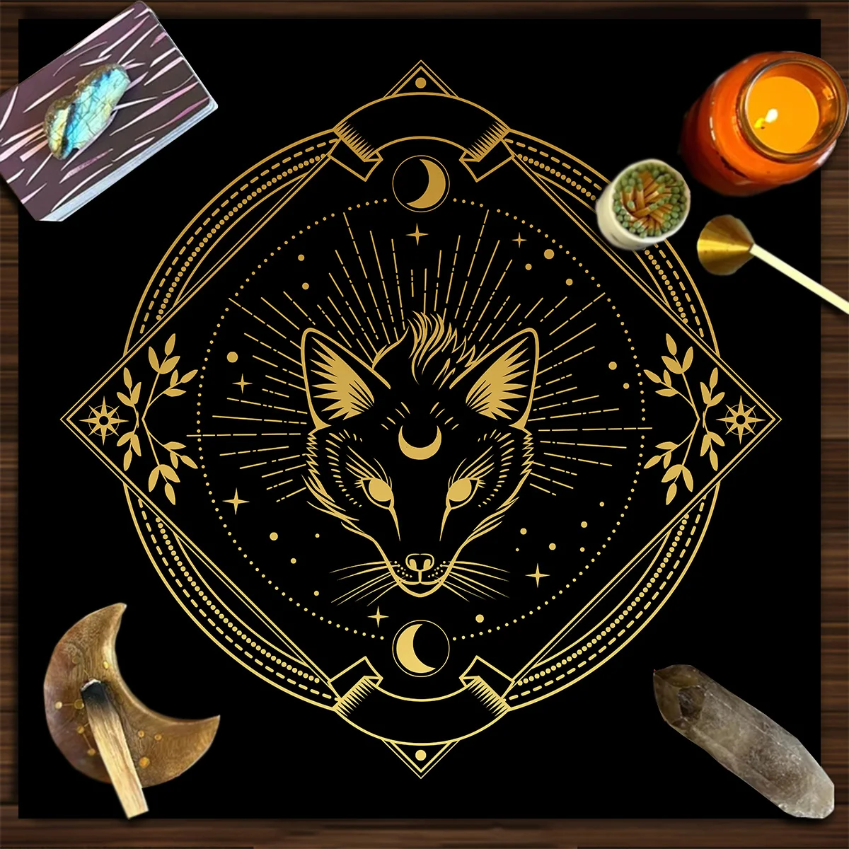 Fox Tarot Tablecloth Altar Cloth For Divination Tarot Spread Cloth Astrology Spiritual Oracle Card Pad Board Game Card Mat