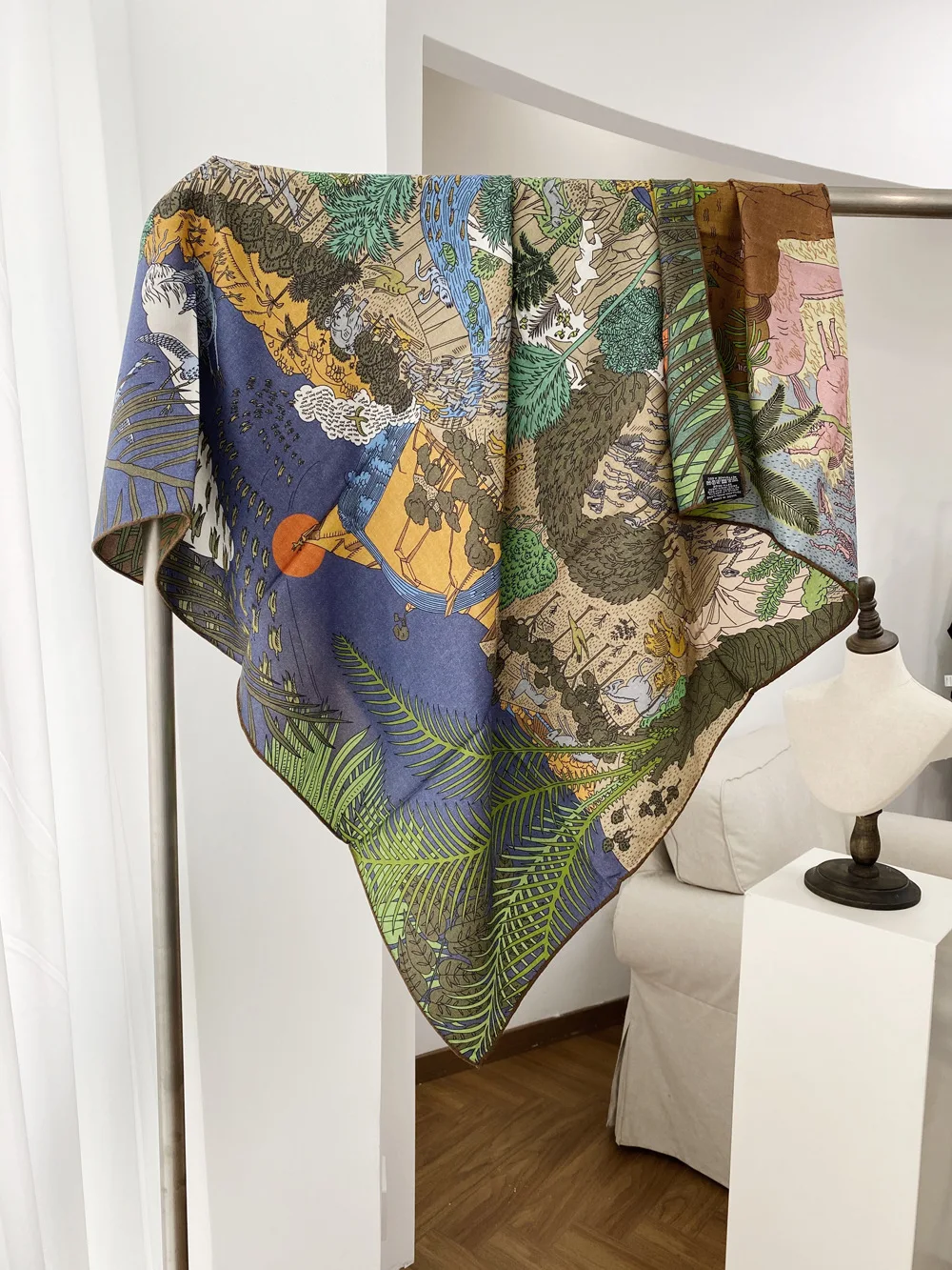 

Silk Wool Scarf Luxury Hair Bag Accessories Scarfs for Female Hand Rolled Shawls Double Sided Scarfs Christmas Lover Gift