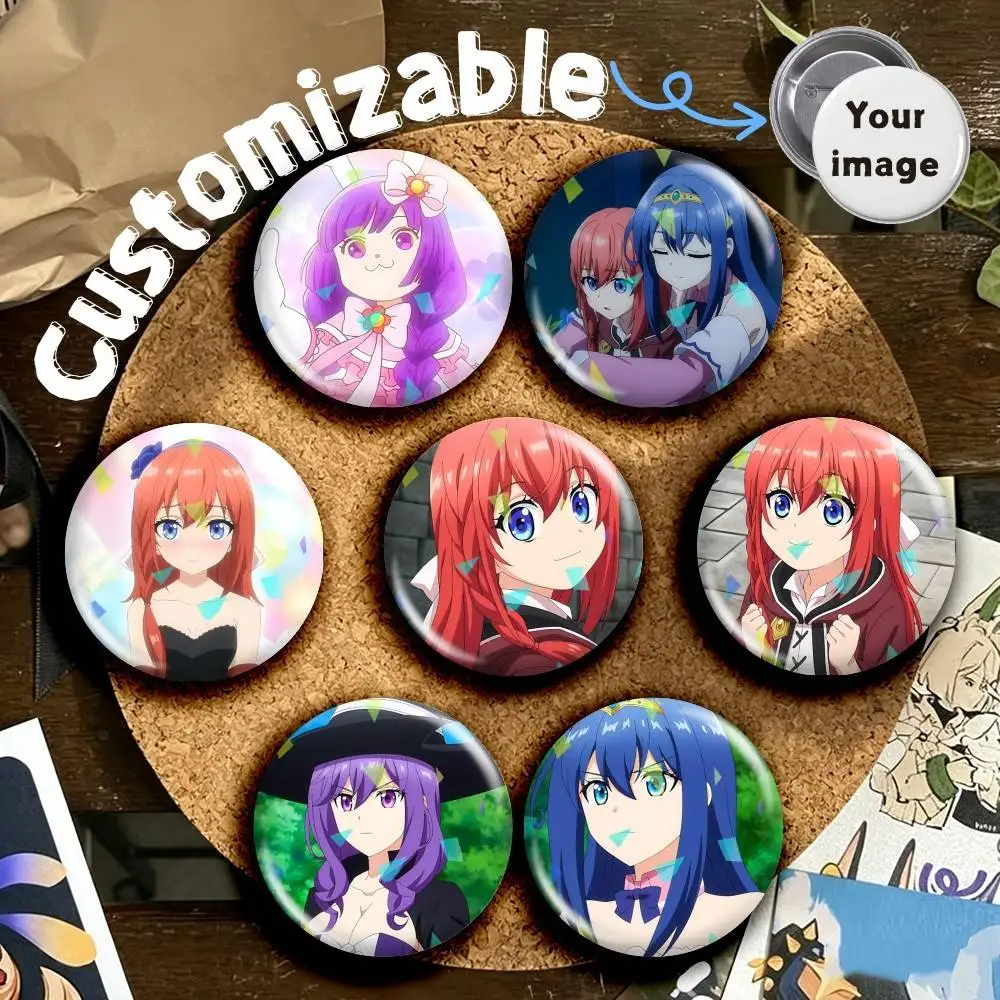 K-Koji The Villager of Level 999 Round Brooch Pins, Personalized Badges With Broken Glass Design Fashion Accessory