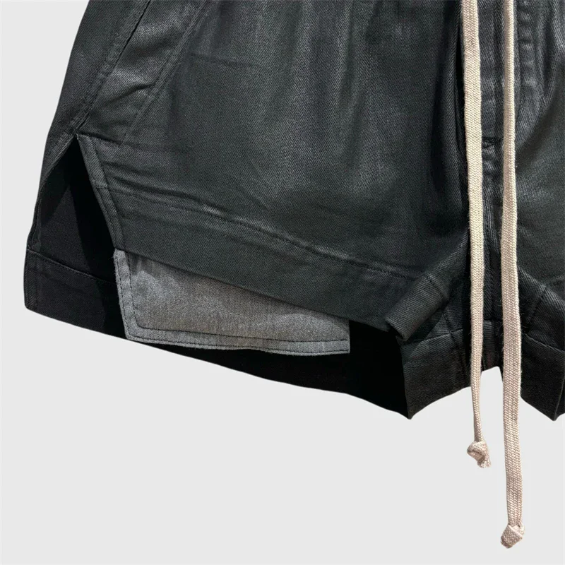 2025年秋新作　伸縮性ウエストバンドとドローストリング付きショートパンツ　高品質純綿デニムショートパンツ　ハイウエストスリムフィットミニパンツ