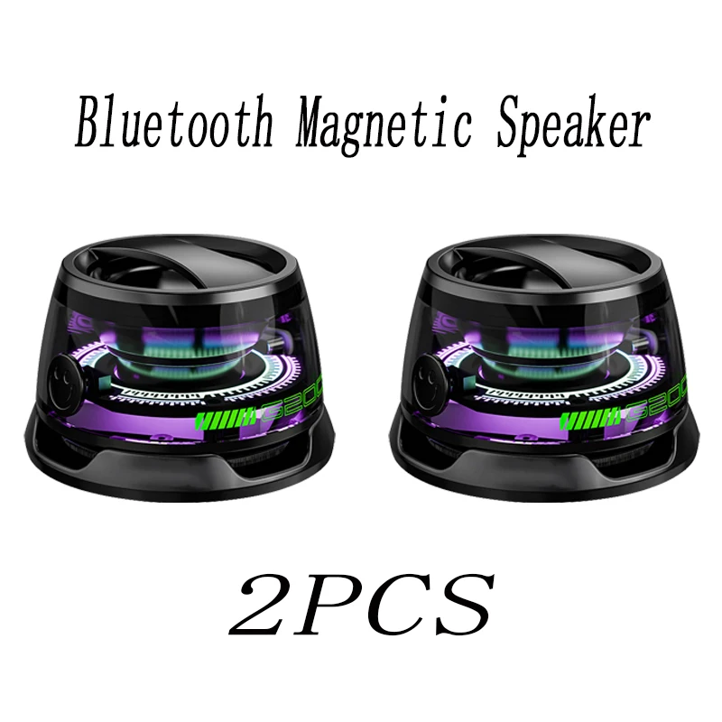 G200 2 قطعة بلوتوث مكبر صوت مغناطيسي RGB صندوق صوت صغير متعدد الوظائف المحمولة الاقتران اثنين من مكبرات الصوت LED أضواء حامل هاتف الهدايا