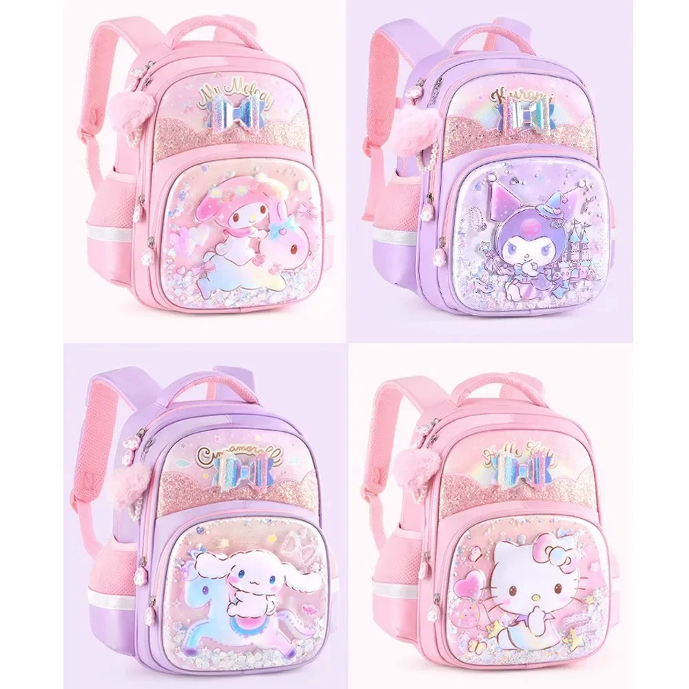 

HelloKitty Student Girl Children's Backpack Cute Large Capacity Pupil School Bag Cartoon Anime Pattern Sanrio Kuromi