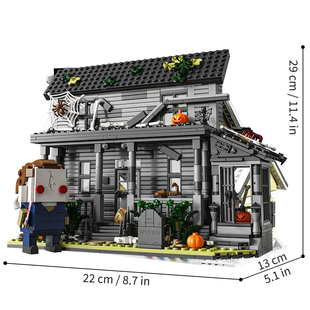 Horrorfilm-Halloween-Figuren- und Hausbausteine-Sets, Sammlerstück-Dekorations-Bauspielzeug, Kreatives Bauspielzeug, 780 Teile – Detail 8