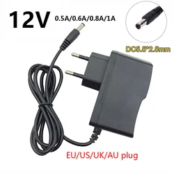 12V Universal AC DC Adaptor Power Supply Adapter 0.5A 0.6A 0.8A 1A 12 Volt Swiching EU 220V To 12 V Adaptador 5.5*2.5mm
