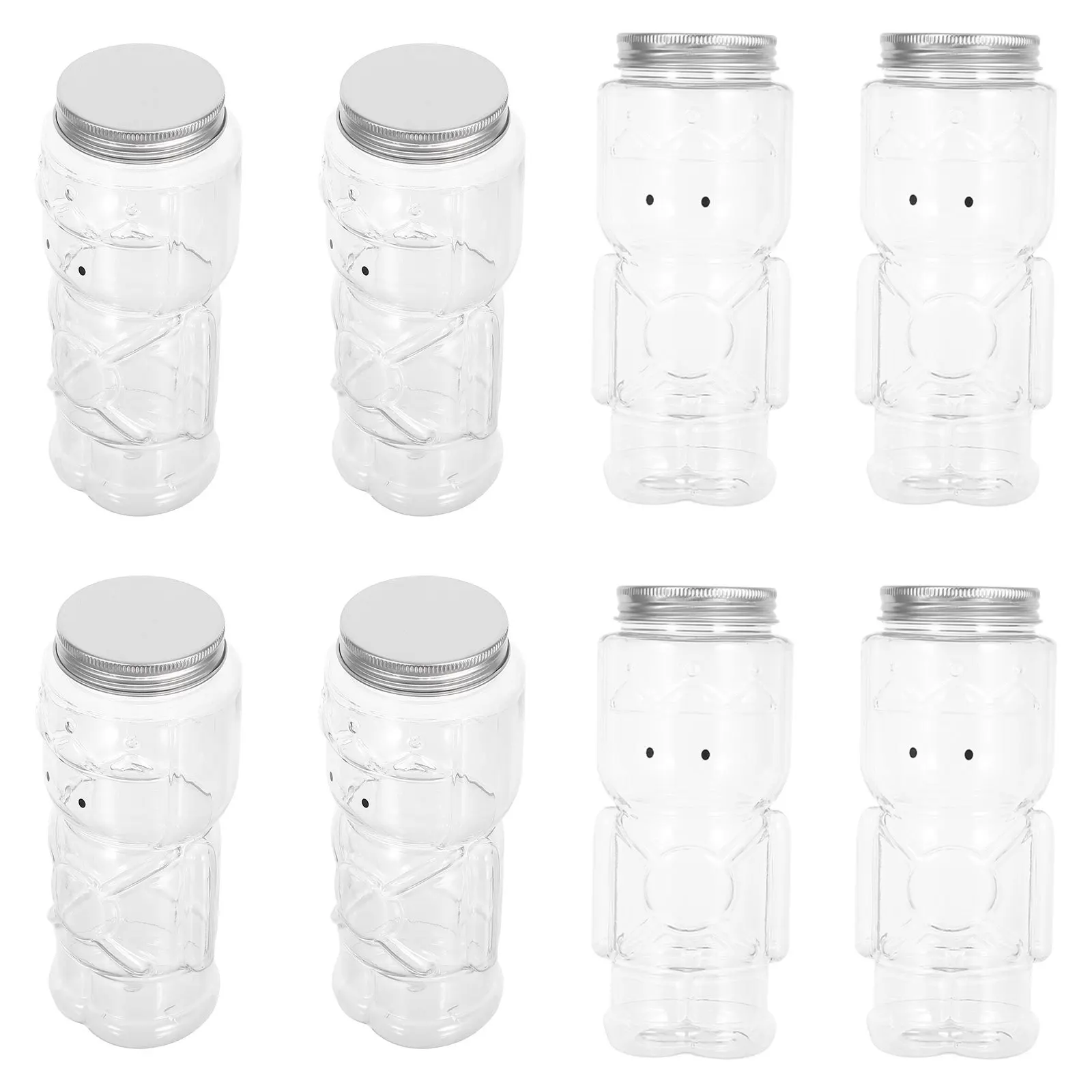 

10Pcs Christmas Nutcracker Bottles 350ml Clear Transparent Beverage Candy Containers Portable Drink Bottles Party Supplies