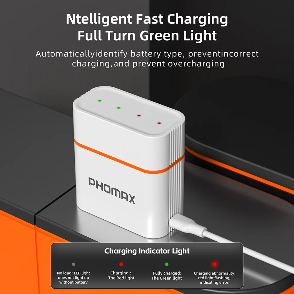 PHOMAX NiMH AAA 4-Slots Charger with Rechargeable Batteries 1.2V AAA 1100mAh Battery for Clock Radio Game Digital Camera Toy AAA