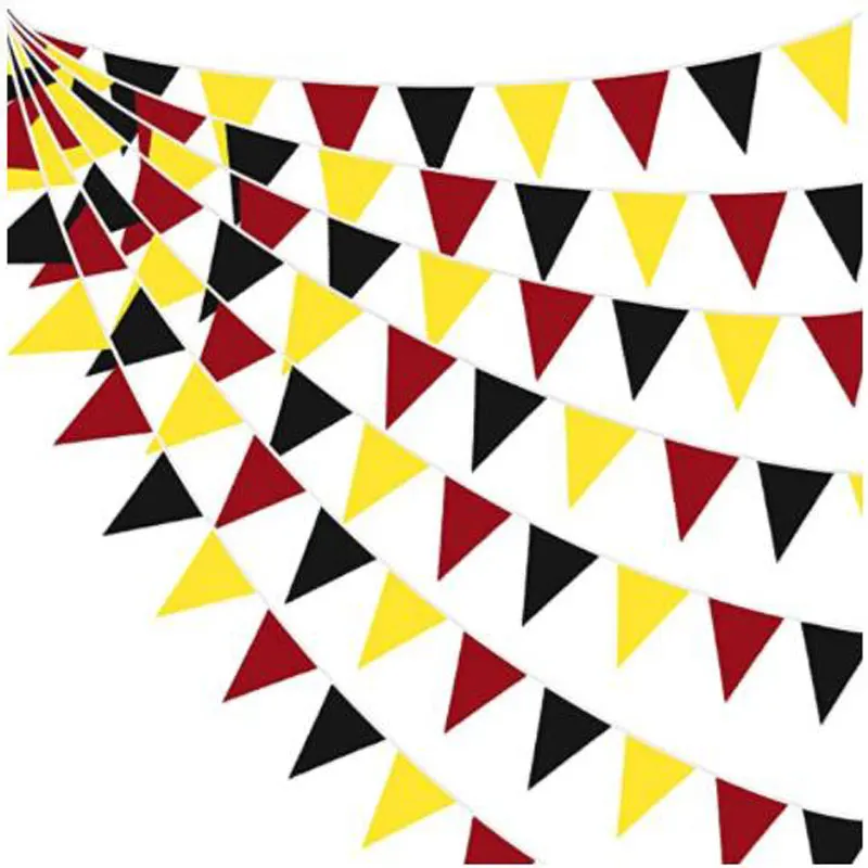 

Red Black Yellow Pennant Banner Fabric Flag Bunting Garland for Birthday Wedding Anniversary Party Home Nursery Hanging Festiva