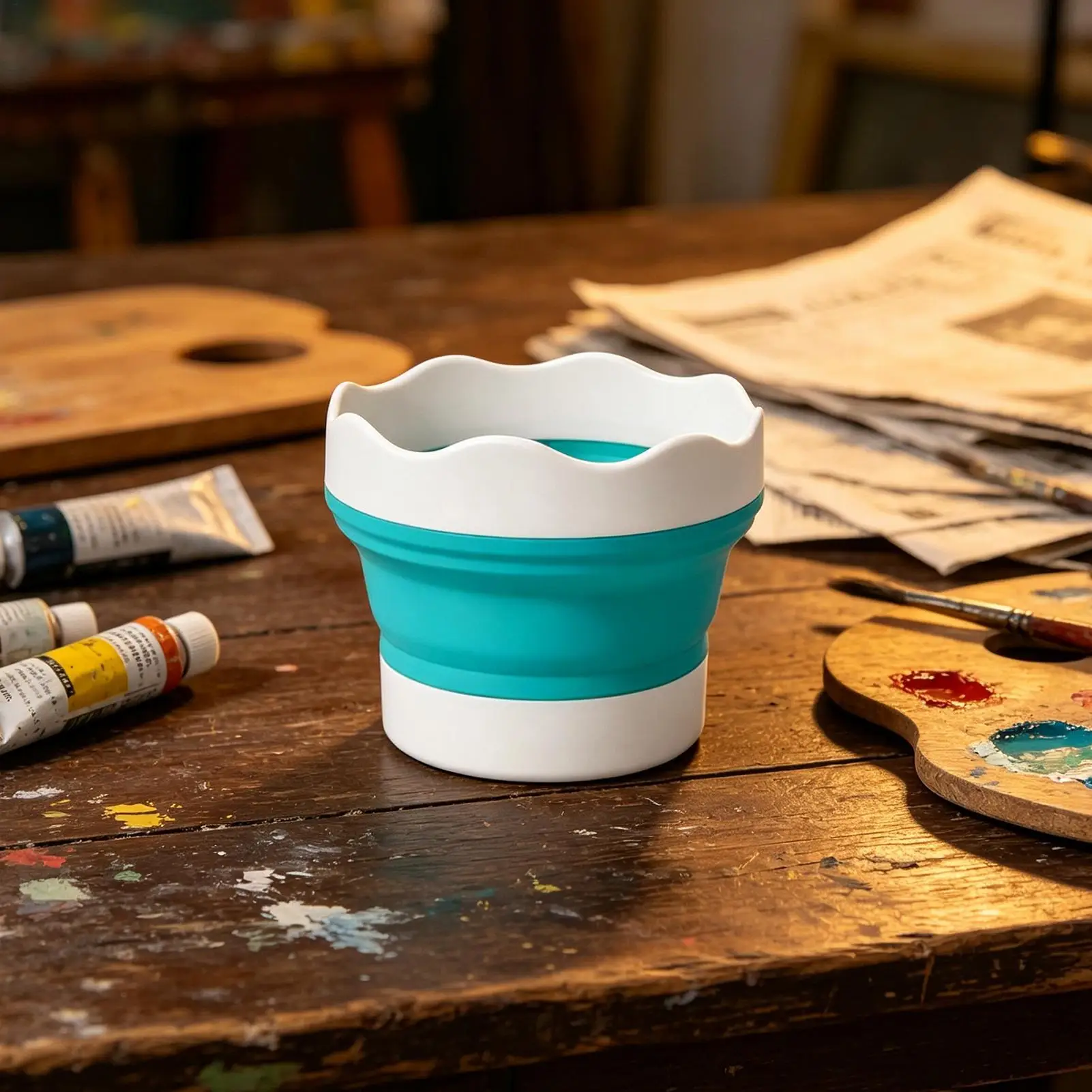 Paint Cup Foldable Silicone Paint Water Cup, Multifunctional Watercolor Washing Bucket For Travel Home Studio ﻿