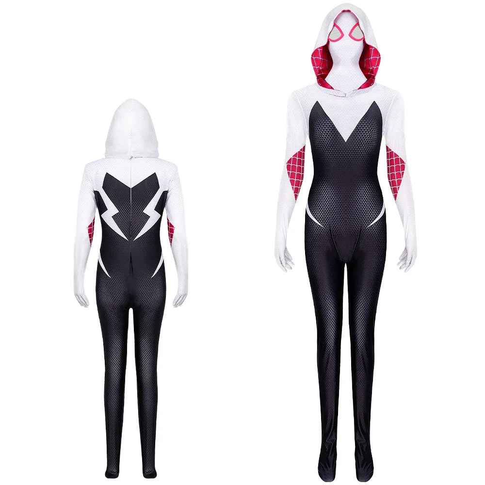 Gwen Spider Man Tight Suit Hero Adult Cosplay Costume Halloween Children'sJumpsuit Miles