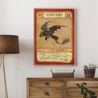 Retro Hookfang Seashocker Toothless Dragon Cards Poster Print Canvas Painting Vintage Wall Art For Living Room Home Decor 5