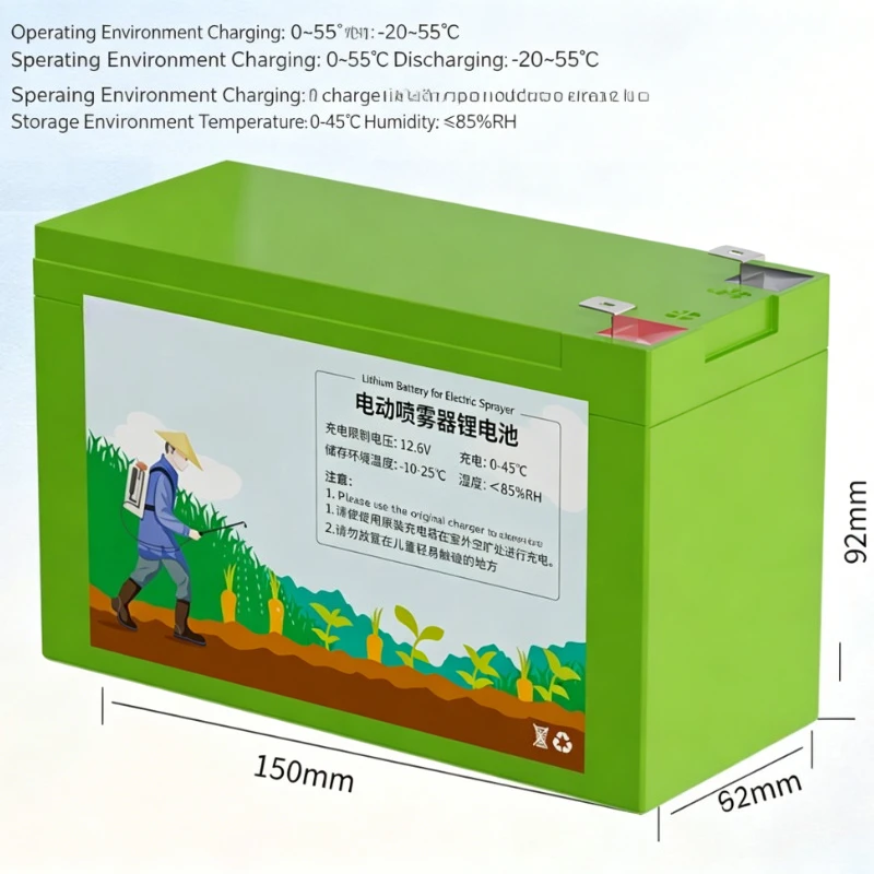 12V 8Ah/9Ah/12Ah/15Ah/18Ah/20Ah/25Ah Rechargeable Li-ion Battery Pack with BMS Deep Cycle Battery for Sprayer Golf Cart Kids Car