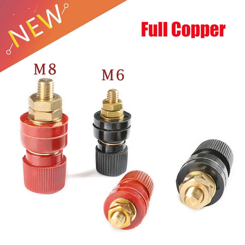 2pcs/1pc 6MM 8MM Full Copper Posts Brass Terminal Blocks Power Supply Terminals M6 M8 Welding Machine Inverter Post Connector