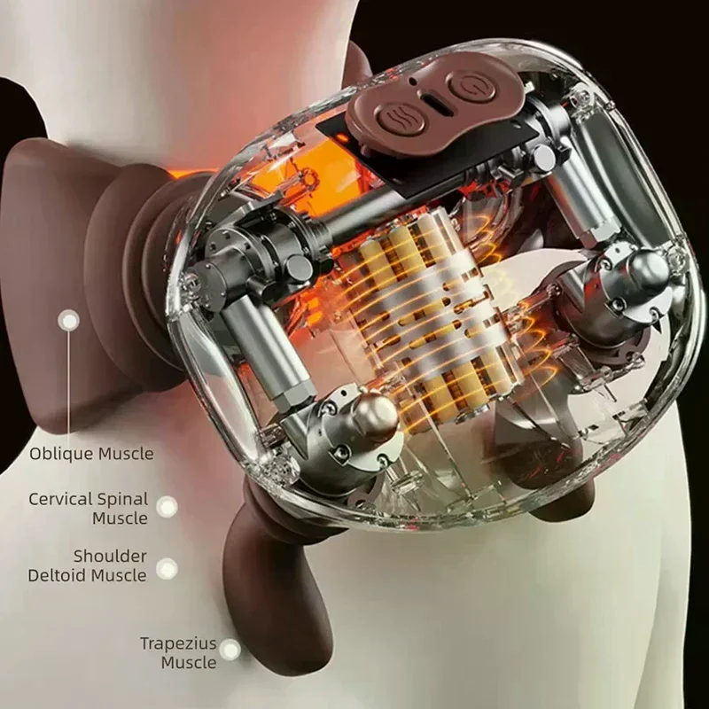 Real Hand Simulation Neck Massager With 4D Kneading Design, Wireless & Portable For Back Pain Relief