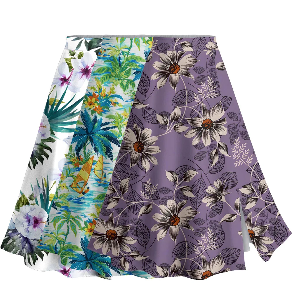 

Плюс размеры, гавайские макси-юбки с 3D принтом, женские расклешенные макси-юбки, весна-лето, повседневные юбки с высокой талией