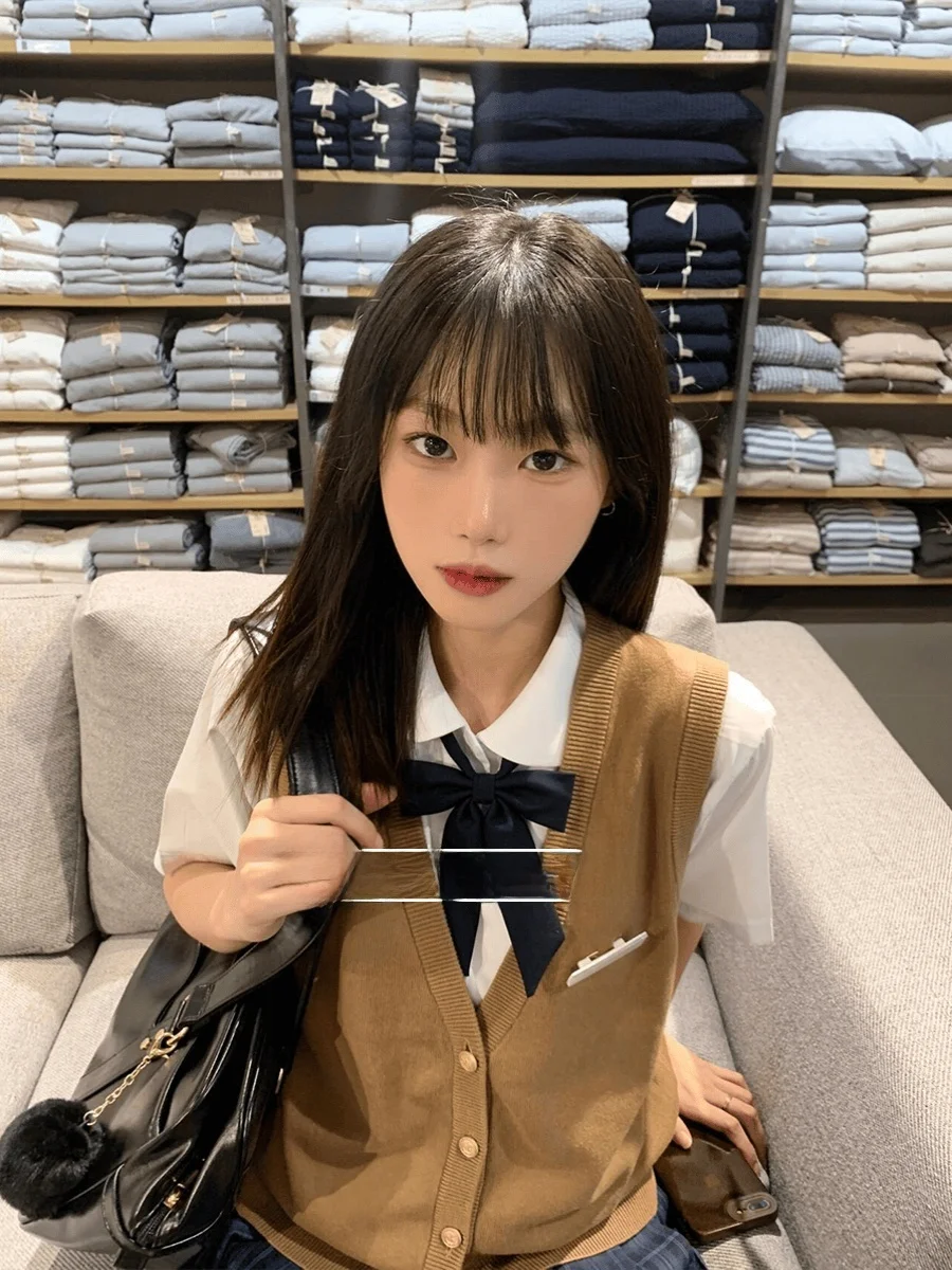 

Комплект из двух предметов: топ и жилет в стиле JK, с дизайнерским подходом, универсальный, в стиле Ins, свободный крой, женский, для колледжа