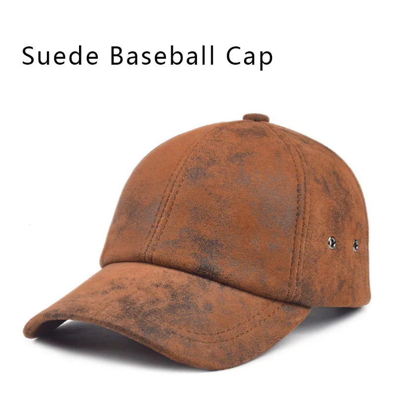 autumn-genuine-suede-leather-baseball-cap-for-men-women-curved-brim-large-size-dad-hat-adjustable-soft-top-sun-cap