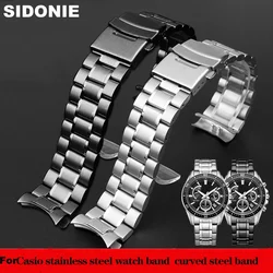 Stainless Steel Watchband Curved Strap for Casio EFR-526/303/304/530/556/552 Men's BEM-506/501 Bracelet Wristband 20 22 24mm