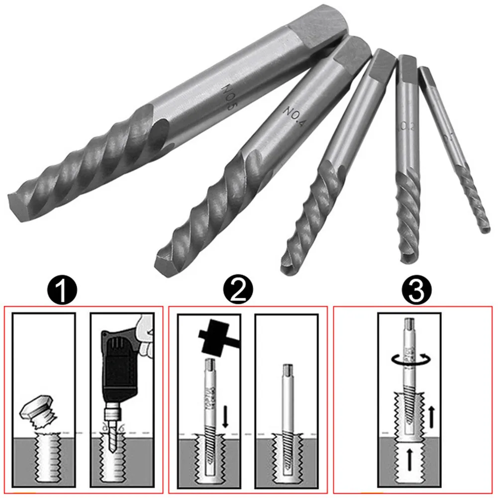10Pcs Screw Extractor Left Hand Drill Bit Slip Tooth Remover Broken Bolt Damaged Screw Fitting Extractor Hand Power Repair Set