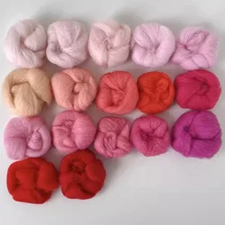 Needle Felting Wool Fibre Felt Fabric Felt Craft Toys Felting Wool Handmade Felting Craft Merino Wool Roving Red Pink