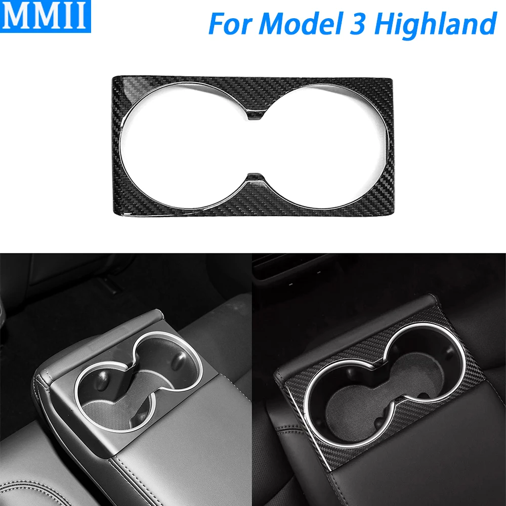 

Для Tesla для модели 3 Highland 2024, настоящий сухой передний держатель для стакана с водой из углеродного волокна, крышка панели, декоративные аксессуары для салона автомобиля