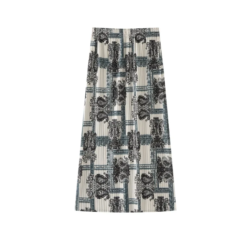 مياكي أضعاف 2025 الربيع/الصيف نصف تنورة نمط العرقية فستان أضعاف تنورة كبيرة الحجم تظهر رقيقة نصف تنورة الرجعية مائة أضعاف