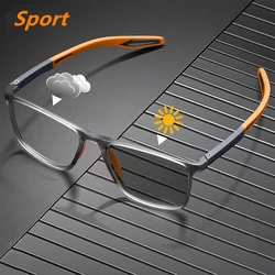 Photochromic Tr90 Anti-Blue Light Glasses New Square Eyewear Men Women Sports Eyeglasses