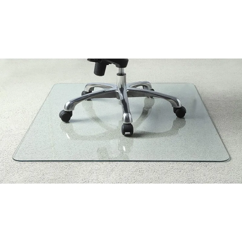 Tempered Glass Chairmat, 44" Width X 50" Depth X 0.25" Thickness, Clear, 1 Each