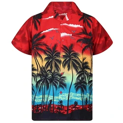 Hawaiian palm trees 3D Print Men Shirt Man/Women Casual Fashion Short Sleeves Shirts Lapel Button Tops Oversized Unisex Clothing