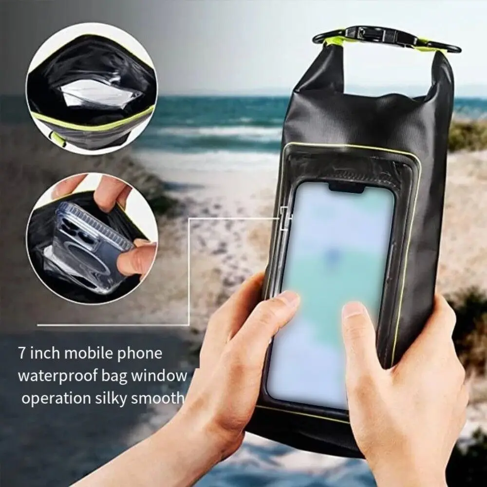 2L New PVC Clip Swimming Waterproof Bag Outdoor Mesh Material Messenger Bag 2-In-1 Beach Cell Phone Bag