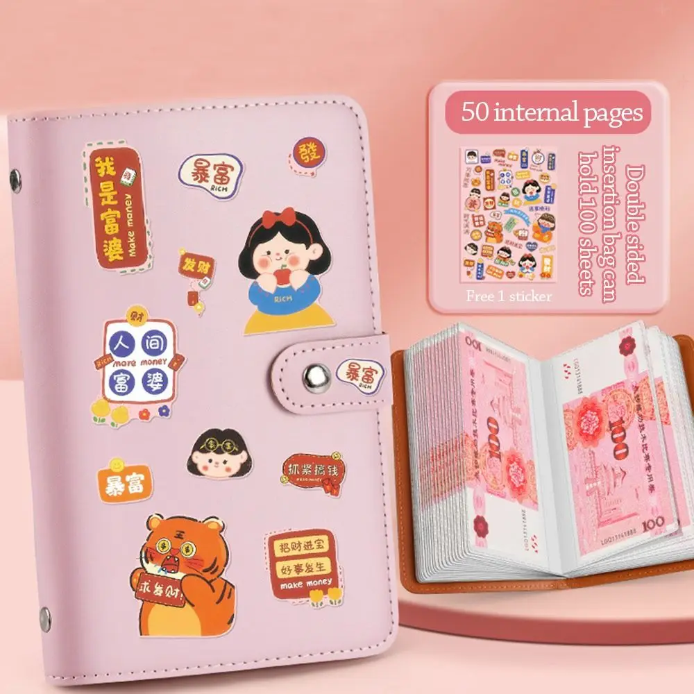 Get Rich Overnight 100 Envelopes Money Saving Challeng PU Save Money Mini Binder Savings Challenge Large Capacity Waterproof