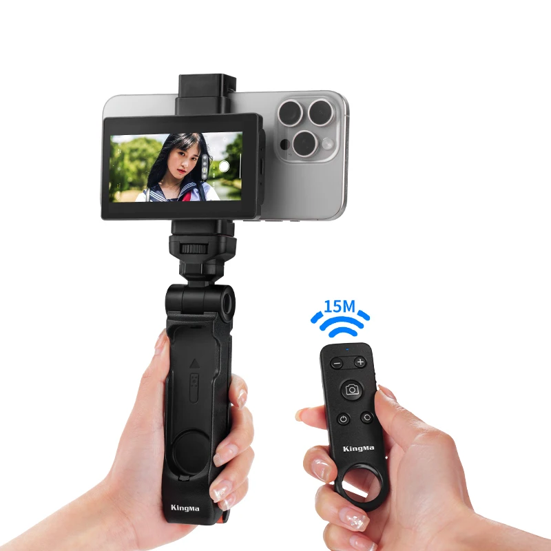 KingMa Vlog Selfie Monitor Screen Bracket for iPhone 15 14 13 Pro Max Smartphone Video Bluetooth remote control Phone Holder