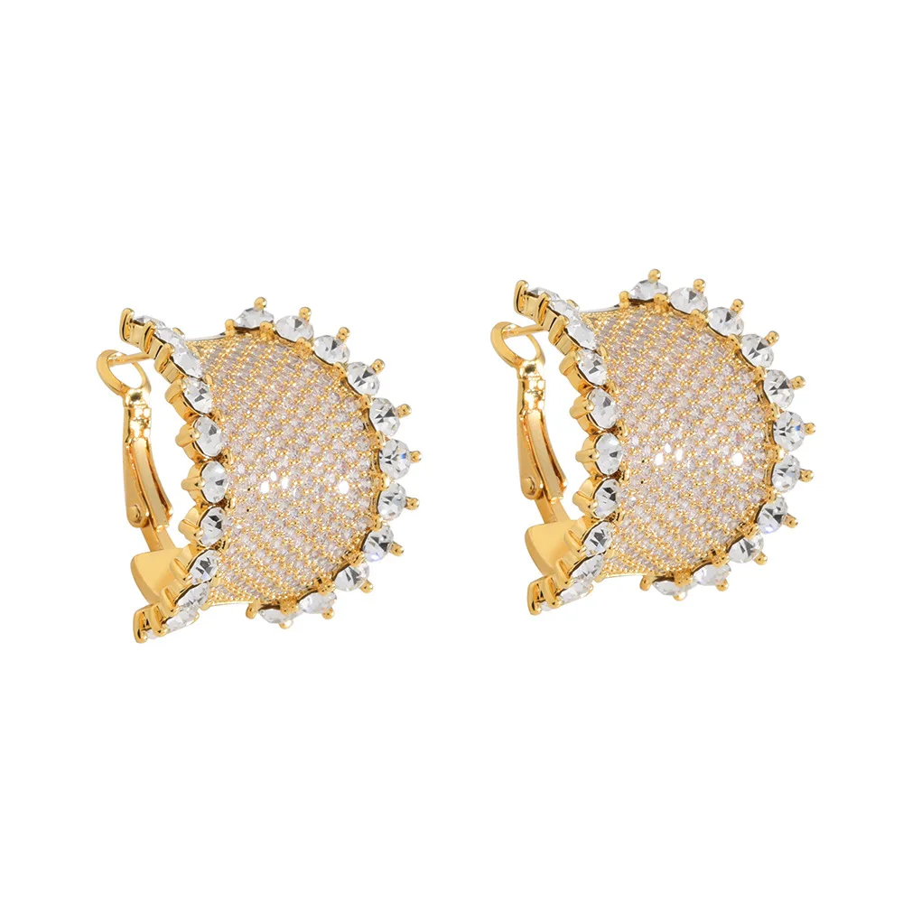 

Luxury Big C-Shaped Earrings, Zircon Inlaid Cuff Stud Earrings, 925 Silver Needle Unique Fashion Jewelry for Women, Multi-color
