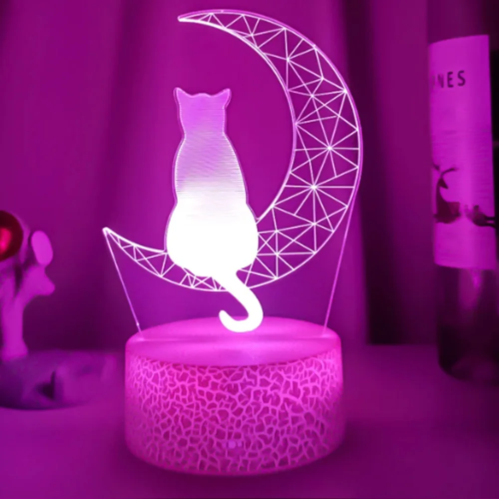 

Moon cat figure 3D acrylic LED night light night light kids bedroom sleep light birthday gift home décor table lamp