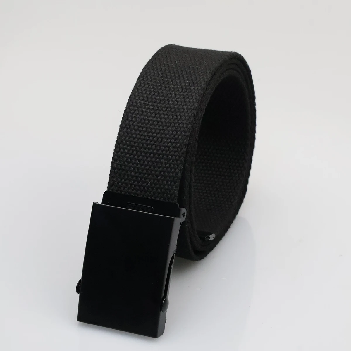 Casual Solid Color Canvas Belt Unisex Black Alloy Buckle Nylon Men\'s Belt