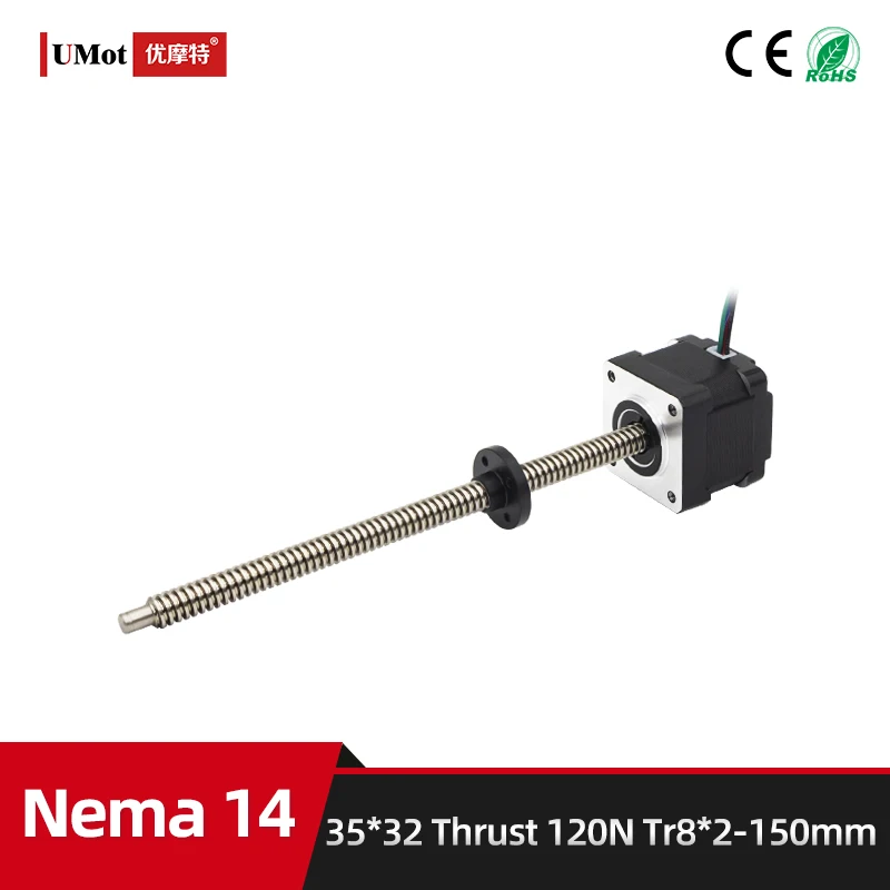 

Nema 14 Stepper Motor Linear Lead Screw Stepper Motor Linear Motion Actuator Length 32mm Lead 2mm Thrust 120N