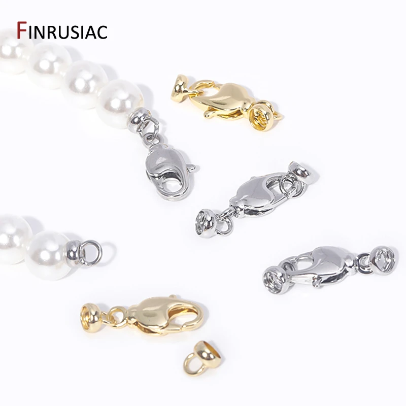 Trendy 18K Gold Plated Brass Lobster Clasps For Jewelry Making, End Beads Caps Connector For DIY Jewelry Making Accessories