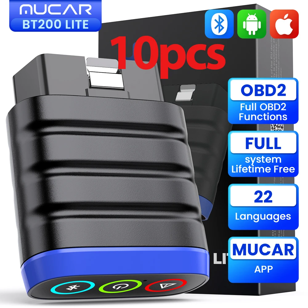 MUCAR BT200 Lite OBD OBD2 Scanner Volledige Systeemdiagnose Auto VIN Scan Tool Volledige OBD2 Functies Motorcontrole Auto Codelezer