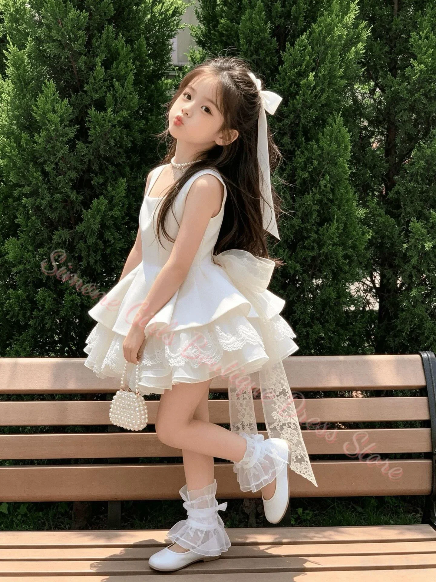 New Elegant Lace Embroidery Strap Dress Flower Girl Dress Princess Wedding Skirt Style New Arrival Casual Wear Button Closure